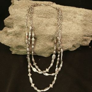 Silver metal bead necklace